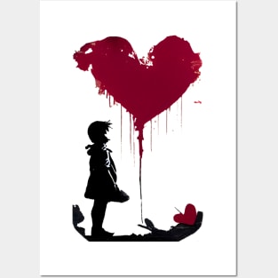 Banksy Love Heart Style Posters and Art